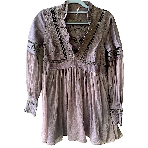 Free People In Dreamland Mini Dress in Wood Ash. Size XS. NWOT - Picture 8 of 12